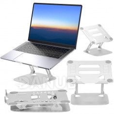 Nastavitelný stojan na notebook s větráním - skládací - stříbrný