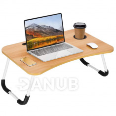 Springos Skládací stolek pod notebook - světle hnědý
