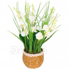 Umělá orchidej v květináči - 44 cm - bílá