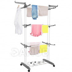 Springos Vertikální sušák prádla na kolečkách - skládací - 170x72x62 cm - bílá/šedá