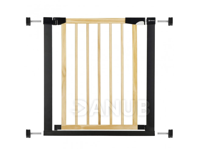 SPRINGOS Bezpečnostní bariérová zabrána pro schody a dveře - černá/dřevo - 75-82 cm
