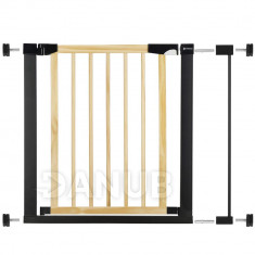 SPRINGOS Bezpečnostní bariérová zabrána pro schody a dveře - černá/dřevo - 75-89 cm