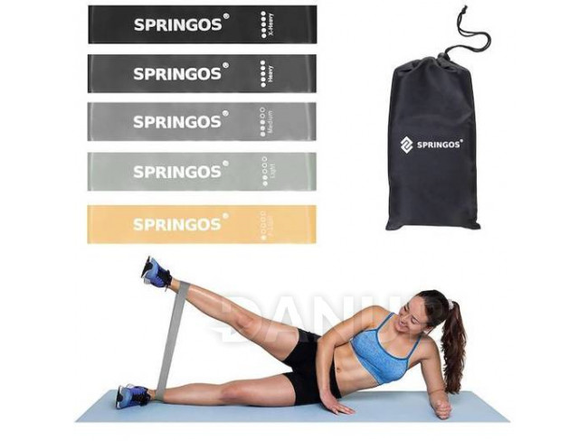 SPRINGOS Fitness guma na cvičení - sada 5ks - odpor: 1-25kg