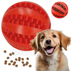 Springos Hračka pro psa - míček s otvory - červená