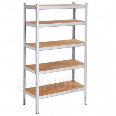 Kovový regál s 5 policemi - 150x75x30cm - 675kg - světle hnědá