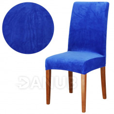 SPRINGOS Návlek na židli univerzální - modrý samet