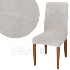 SPRINGOS Návlek na židli univerzální - popelavě šedý samet
