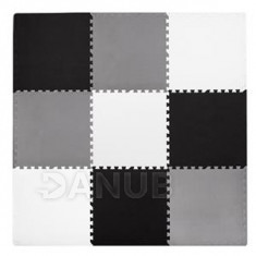 SPRINGOS Pěnové puzzle čtverce - 179x179cm - bílá, šedá, černá
