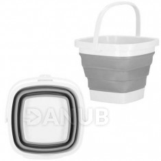 Springos Skládací kbelík silikonové hranaté - 10L - šedo-bílé
