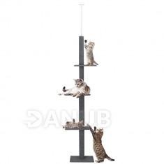 Springos Škrábadlo pro kočky - tyč 246 - 286 cm - tmavě šedé