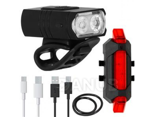 USB světlo na kolo + USB zadní světlo na kolo