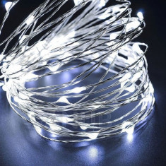 Vánoční LED světelná mikro řetěz na baterie - 50LED - 4,9M Studená bílá