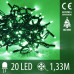 Vánoční led světelná řetěz vnitřní - 20LED - 1,33m zelená