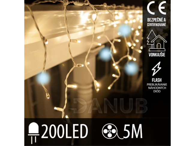 Vánoční led světelná záclona venkovní flash - 200led - 5m teplá bílá/studená bílá