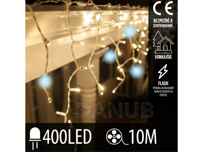 Vánoční led světelná záclona venkovní flash - 400led - 10m teplá bílá/studená bílá