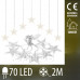 Vánoční led světelná záclona vnější - hvězdy - 70led - 2m teplá bílá
