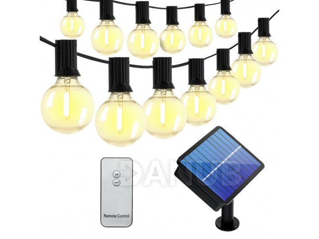 Zahradní solární girlanda CALLIS - 15m - 30x LED dekorativní koule - teplá bílá - 3000K + ovladač