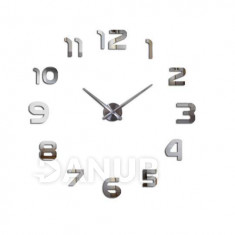 Velké nástěnné hodiny 80-120cm stříbrné - 12 číslic