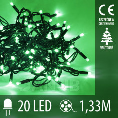 Vánoční led světelná řetěz vnitřní - 20LED - 1,33m zelená