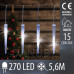 Vánoční LED světelný řetěz venkovní - 15 rampouchy - 270LED - 5,6M Studená bílá