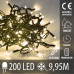 Vánoční LED světelný řetěz venkovní na spojování s časovačem + programy - 200LED - 9,95M Teplá bílá