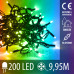 Vánoční LED světelný řetěz venkovní na spojování - 200LED - 9,95M Multicolour