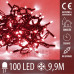 Vánoční LED světelný řetěz venkovní na spojování s časovačem - 100LED - 9,90M Červená