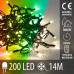 Vánoční LED světelný řetěz venkovní s časovačem + 2 barevné variace - 200LED - 14M Teplá bílá / Multicolour