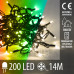 Vánoční LED světelný řetěz venkovní s časovačem + programátor + 2 barevné variace - 200LED - 14M Teplá bílá / Multicolour