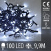 Vánoční LED světelný řetěz venkovní s gumovým kabelem - 100LED - 9,9M Studená bílá