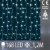 Vánoční LED světelná záclona vnitřní - závěs - 168LED - 1,2m Studená bílá