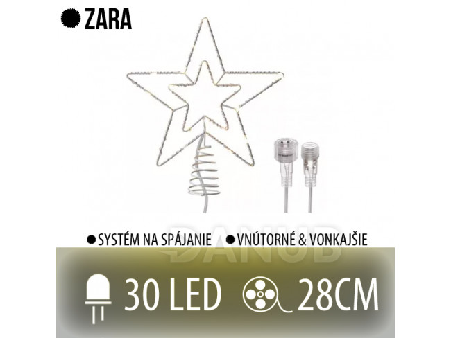 ZARA spojovatelný LED vánoční hvězda venkovní - 30LED - 28cm Teplá bílá