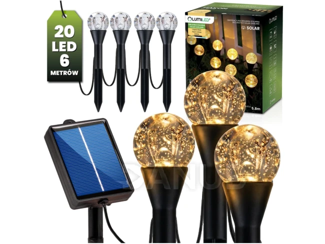 Solární zahradní girlanda 20LED zapichovací 5,80m HAKON Lumiled