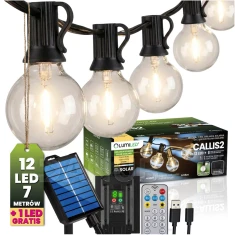 Solární zahradní girlanda 12x LED dekorativní kuličky 6,55m 2700K teplá bílá + dálkový ovladač CALLIS2 Lumiled
