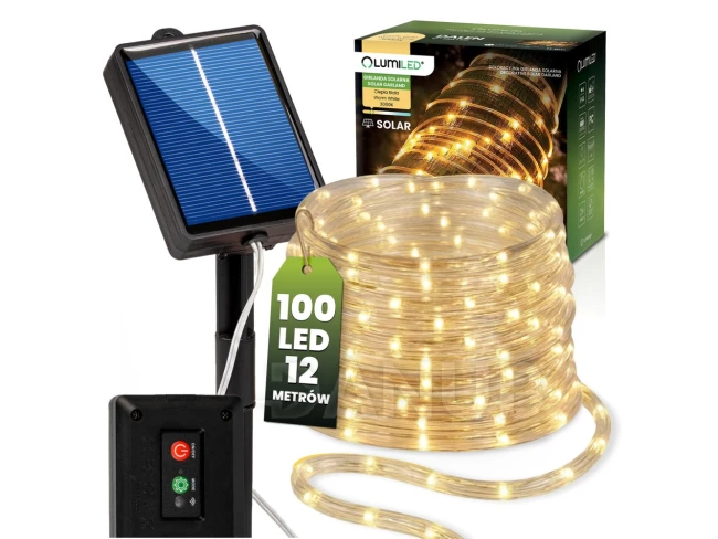 Solární girlanda zahradní 100x LED dekorační 11,9m had 3000K teplá DALEN LUMILED