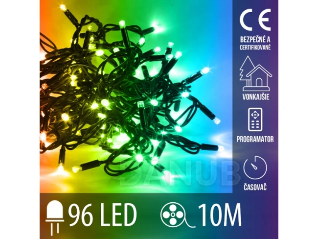 LED vánoční řetěz vnější i vnitřní - 10 m, RGB, ovladač, programy, časovač LED vánoční řetěz vnější i vnitřní - 10 m, RGB, ovladač, programy, časovač