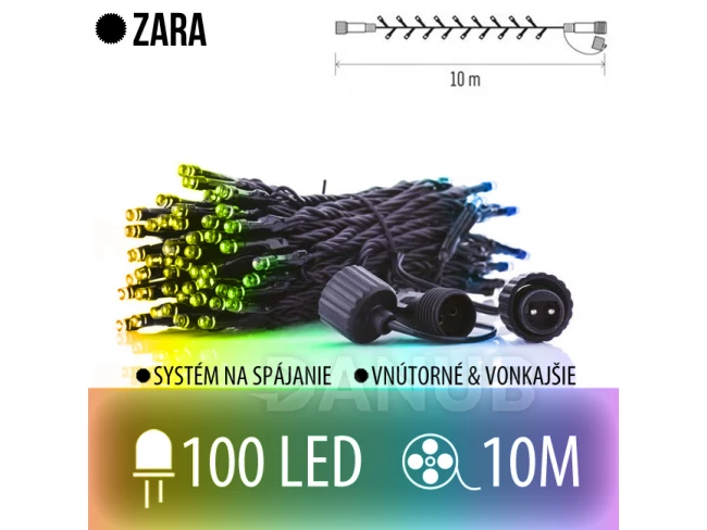 ZARA spojovatelný LED světelný řetěz venkovní - 100LED - 10M Multicolour