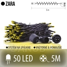 ZARA spojovatelný LED světelný řetěz venkovní - 50LED - 5M Teplá bílá