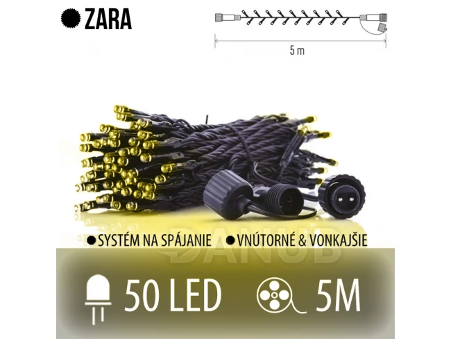 ZARA spojovatelný LED světelný řetěz venkovní - 50LED - 5M Teplá bílá
