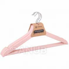 Dřevěná ramínka na šaty - 3 ks - růžové