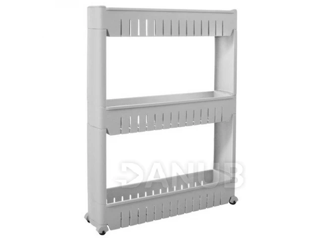 Mobilní koupelnová skříňka na kolečkách 3 úrovně - šedá