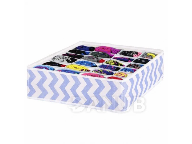 Organizér na prádlo - 24 přihrádek - modro-bílý