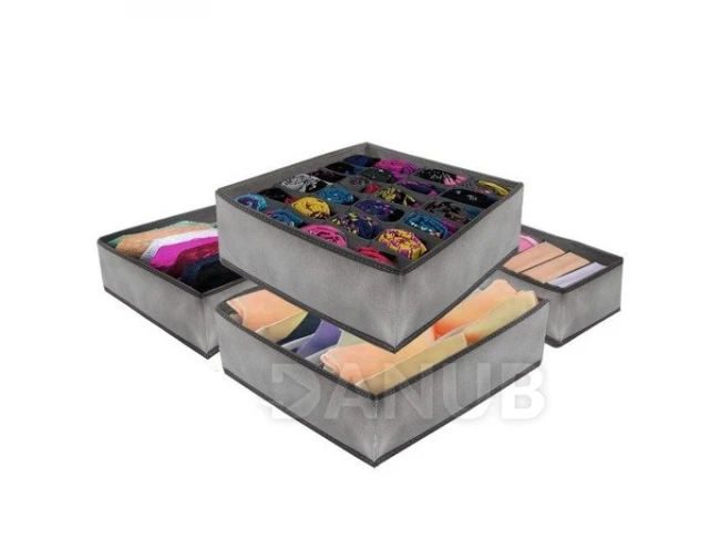 Organizér na spodní prádlo - sada 4 ks - šedý