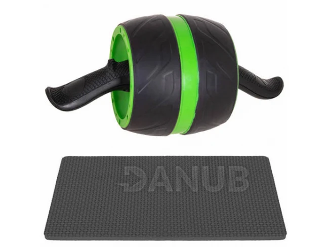 Posilovací kolečko s podložkou na kolena - černo-zelené