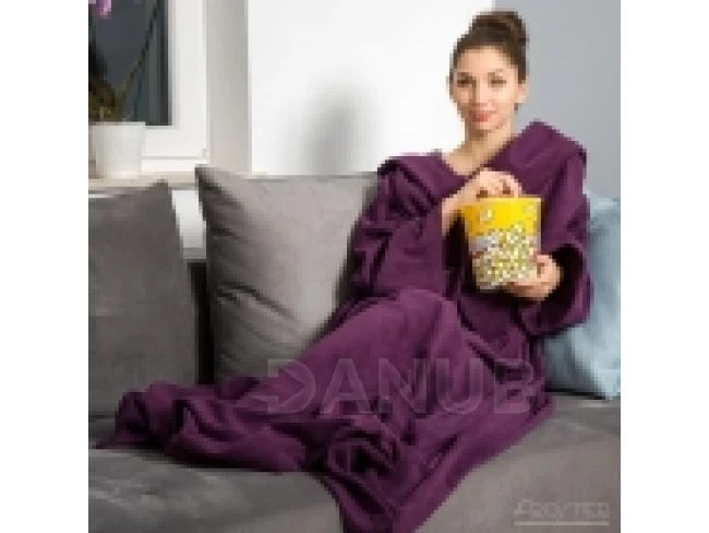 Deka s rukávy slivková