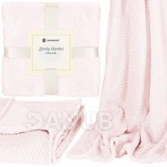 Oboustranná plyšová deka 130x180cm - cik cak - pudrová růžová