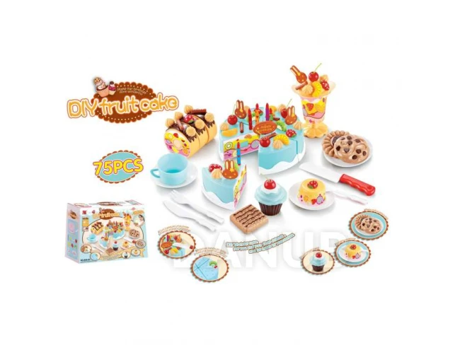 Narozeninový dort s příslušenstvím - 75ks - modrý