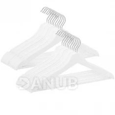 Dřevěný věšák na oblečení - 20 ks - bílý