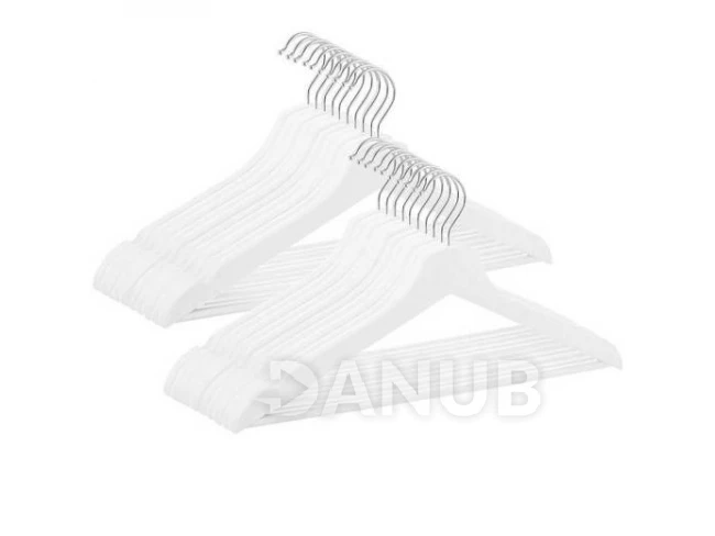 Dřevěný věšák na oblečení - 20 ks - bílý