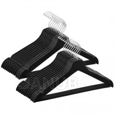 Dřevěný věšák na oblečení - 20 ks - černý